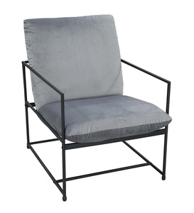 אוליביה כורסת אירוח סינגל שלד מתכת שחור ריפוד בד אפור מיליון כסאות