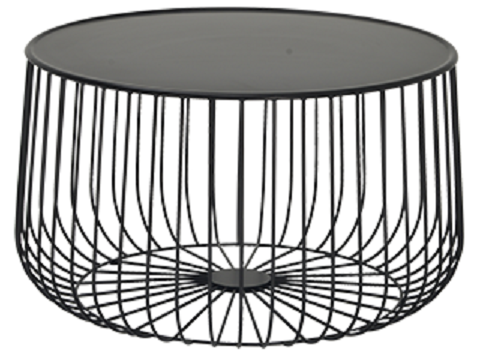 טאקי שולחן המתנה נמוך - מעוצב פסים - מתכת שחורה - קוטר 62 ס