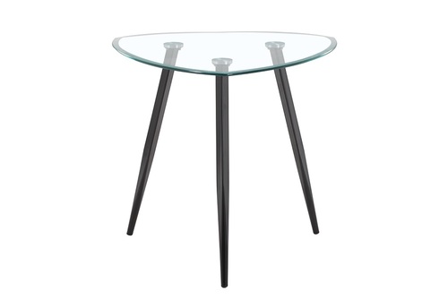 שולחן אירוח- המתנה מזכוכית דגם 217 רגל מתכת שחורה זכוכית שקופה קוטר 80 גובה 74 ס