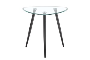 שולחן אירוח- המתנה מזכוכית דגם 217 רגל מתכת שחורה זכוכית שקופה קוטר 80 גובה 74 ס"מ מיליון כסאות