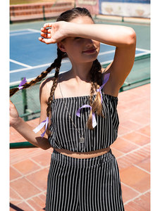 טופ  פסים עם כתפיות סרט