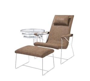 קלארק כורסת המתנה + הדום שחור PU, בסיס ניקל מיליון כסאות