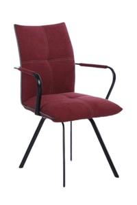 לוסי כסא אירוח-פינת אוכל + ידיות , רגל מתכת שחורה מושב מרופד בד חום דבש ,תפרים לבנים מיליון כסאות