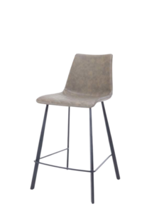 מילר כסא בר מעוצב מושב דמוי עור לבן רגל מתכת שחורה 65 ס"מ מיליון כסאות