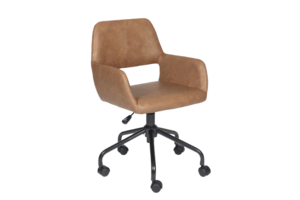 תמרה כסא עבודה דמוי עור שחור מכני בסיס ניילון שחור גלגלים מיליון כסאות