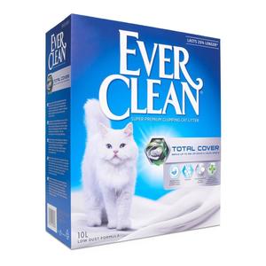 חול לחתולים אוור קלין -Total Cover-Ever Clean לא מבושם-פס כסוף-10 ליטר-חדש!