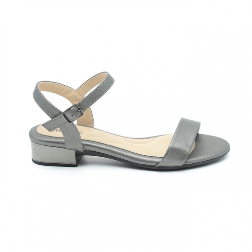 סנדל עקב קטן בצבע כסף כהה Seventy Nine