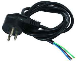 כבל 3X0.75 + תקע יצוק באורך 1.80 מ’ שחור