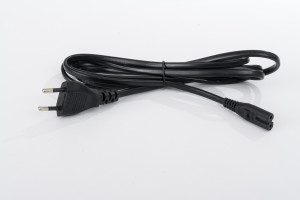 כבל 2X0.75 + תקע דו פיני + שמינייה באורך 1.80 מ’ שחור