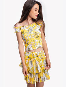 חצאית ציפקות מודפסת