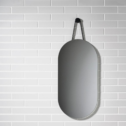 מראה לקיר 60x30 אובלית A  - שחור מט 