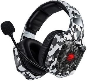 אוזניות גיימינג צבע CAMO אפור/שחור -  DRAGON COMBAT CAMOUFLAGE GAMING HEADSET 