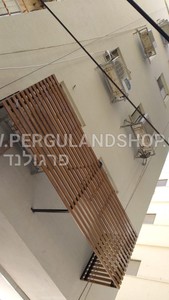 מסתור כביסה או מזגן מפרופיל אלומיניום דמוי עץ למראה יוקרתי וחם , מידות ממוצעות 120 ס"מ רוחב , גובה 100 ס"מ , עומק 70 ס"מ 