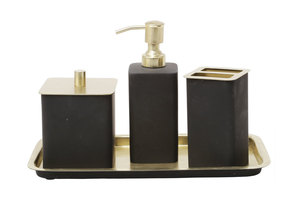 11157 סט אמבטיה על מגש BLACK GOLD  2P