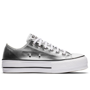 נעלי אולסטאר פלטפורמה מטאלי כסף CONVERSE  CHUCK TAYLOR ALL STAR LIFT LOW TOP
