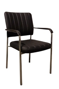 מורן כסא אורח עם ידיות דמוי עור שחור שלד ניקל ידיות שחורות מיליון כסאות