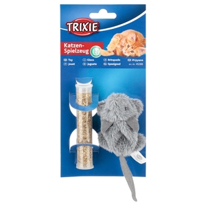 צעצועים לחתולים | טריקסי - בובת עכבר פרוותית +קטניפ - Mouse