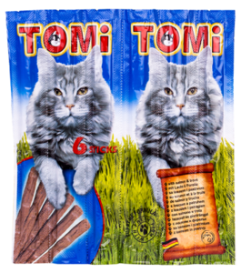 חטיפים לחתולים | חטיף טומי - סלמון סטיקים - 6 יחידות 