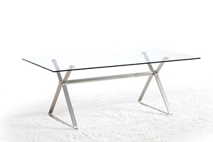 ברקן - שולחן פינת אוכל שקוף 200L*100W*75H מיליון כסאות