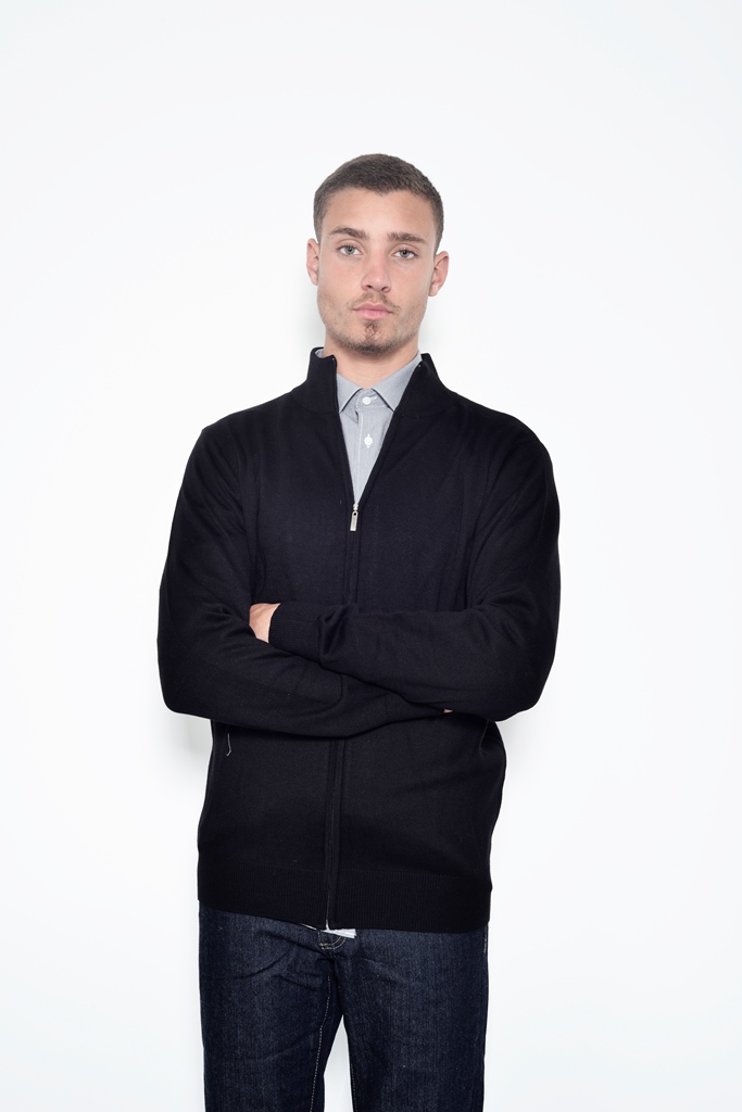 סוודר גבר שחור עם רוכסן 