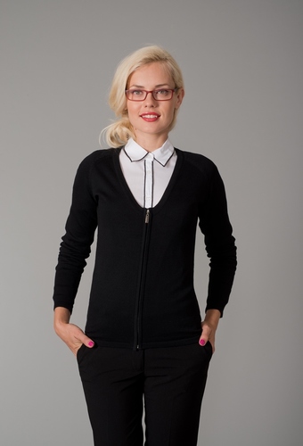 קרדיגן נשים עם רוכסן שחור