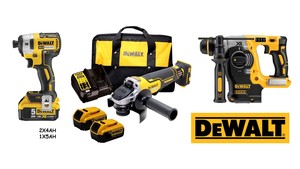 סט 20V ללא פחמים: פטישון + מברגת אימפקט + משחזת  Dewalt