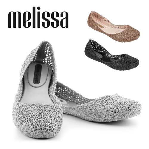 נעלי בובה רשת , מליסה , בצבע זהב נצנץ  Campana Papel Soft Gold Glitter