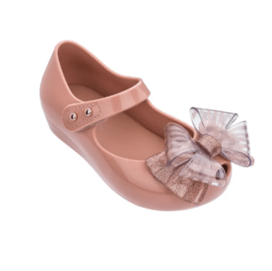 נעלי מיני מליסה פפיון בצבע ניוד Mini Melissa Ultragirl Sweet VI Pink Glitter  