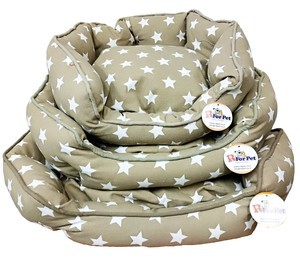 מיטה לכלב | מיטת כוכבים עגולה בז