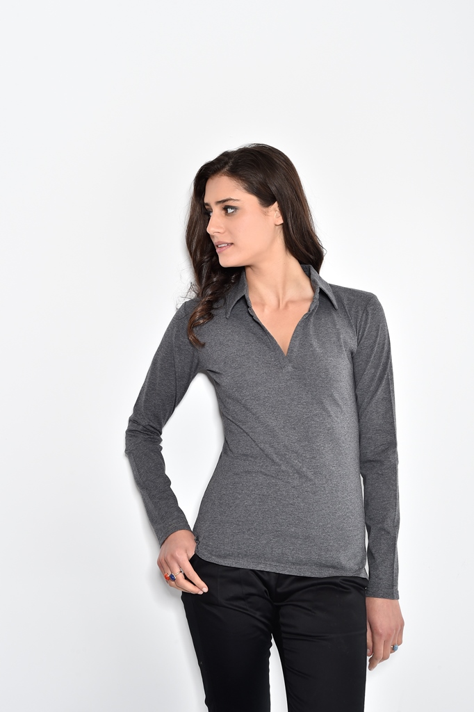 פולו נשים לייקרה אפור