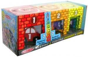 מוסך מכוניות מעץ למשחק המתאמה ומיון