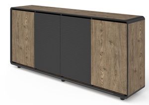 אלפי כוננית עבודה מעוצבת פלטה אגוז משולב מתכת שחורה מידות 200*40*90h ס"מ