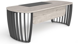 מירה שולחן עבודה מעוצב- פלטה אגוז בהיר משולב רגל מתכת שחורה מידות 220*90*75h מיליון כסאות