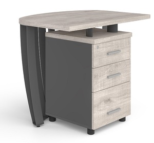 מירה שלוחה משולבת ארגז מגירות - פלטה אגוז בהיר משולב רגל מתכת שחורה מידות 90*65.5*75h מיליון כסאות