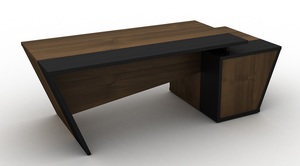 נובלה שולחן עבודה-מנהלים - דובדבן משולב אפור כהה - שלוחה רתומה צד ימין - 220 * 90 * 75h מיליון כסאות