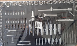 מגש סט כלים לארגז מוסכים מקצועי בוקסות 1/2+1/4 כמות 100 יחידות מקט 170121-001 HUNTER