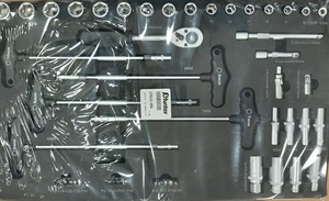 מגש סט כלים לארגז מוסכים מקצועי ידיות T + בוקסות 3/8 47 יחידות מקט 170121-005 HUNTER