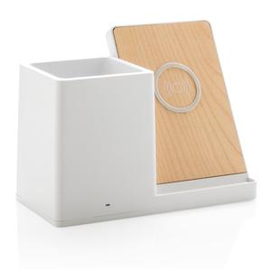 מטען אלחוטי מעוצב מבמבוק 5W עם מעמד לעטים - חדש! גימיק מתנות