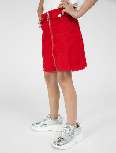 חצאית דריל עם רוכסן וכיסים