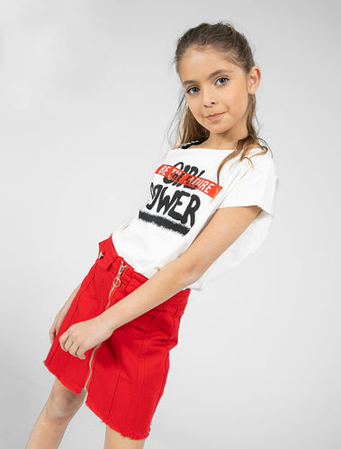 חצאית דריל עם רוכסן וכיסים