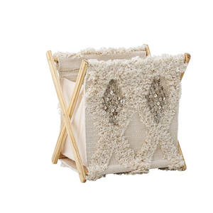 סל אחסון Boho עץ וכותנה 