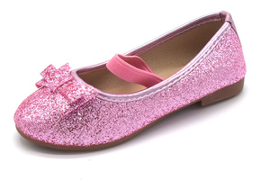 נעלי בובה פפיון לתינוקות בצבע ורוד נצנץ UNIQUE