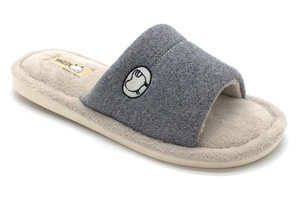 נעלי בית נשים, מרופדות  בצבע אפור UNIQUE