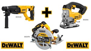 3 גופים 18V מסור עגול + מסור אנכי + פטישון Dewalt
