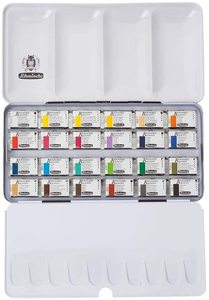 צבעי מים שמינקה - 24 קוביות אגן מלא במארז מתכת 75425097 Schmincke