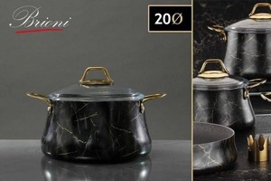 194692 סיר יציקת אלומניום בציפוי שיש שחור GOLD   20X20X10 6P