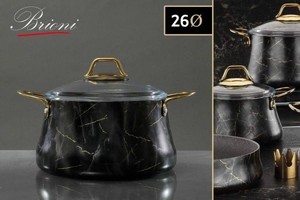 194694 סיר יציקת אלומניום בציפוי שיש שחור GOLD   26X26X13 6P