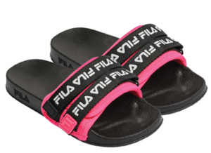 כפכפים לילדים , רצועות פילה בצבע שחור ורוד FILA - 29-35 