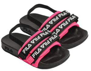 כפכפים ילדים / תינוקות , רצועות  פילה בצבע שחור ורוד FILA - 22-28 