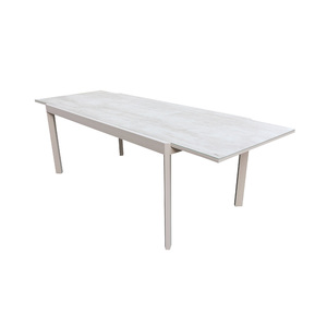 שולחן אלומיניום וטופ זכוכית קרמית - ריהוט גן - דגם ולנסיה מיליון כסאות